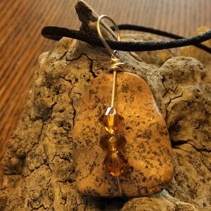 Jasper & crystal pendant necklace